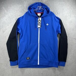 LRG Lifted Research Group Hoodie Mens Large Black Blue Full Zip Sweatshirt NEW
